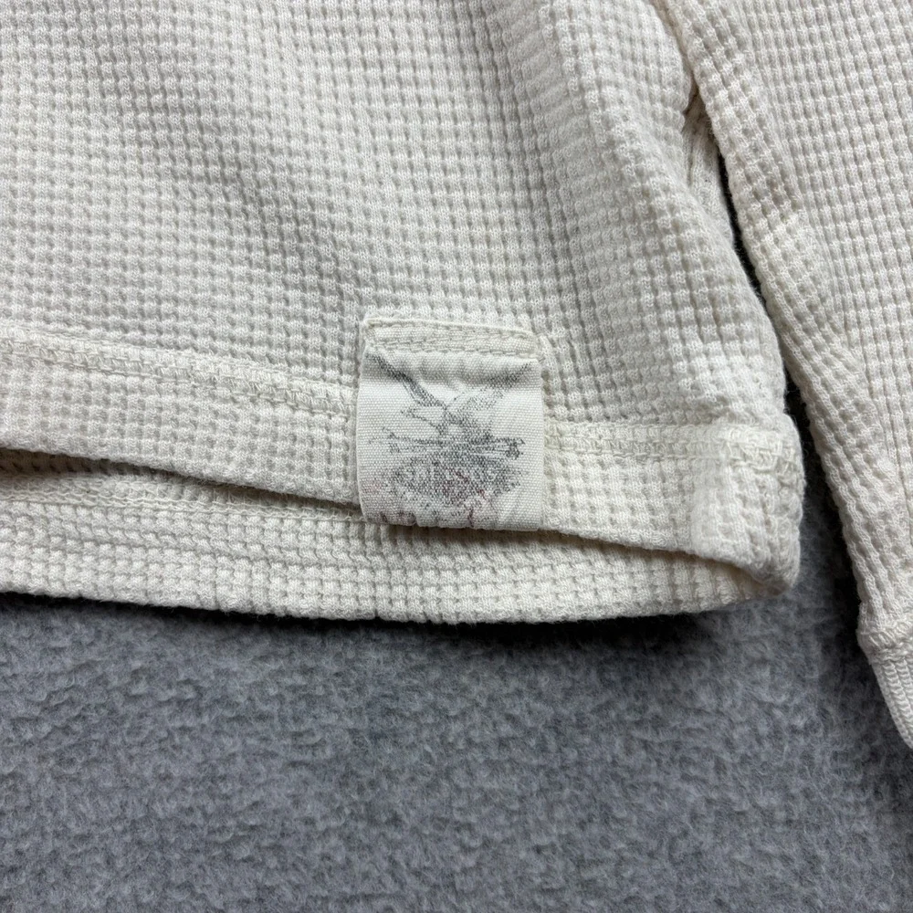 Polo Ralph Lauren Thermal Shirt Mens Large Cream Waffle Knit Long Sleeve 90s